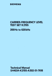 Siemens - Carrier frequency level test set K2155